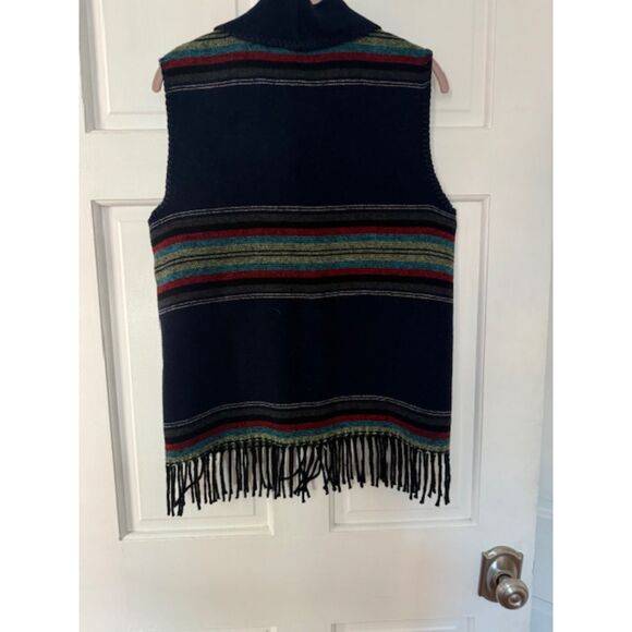 Rhonda Stark Southwestern Wool Blend Blanket Vest, Made in USA, Size S. - Picture 2 of 6